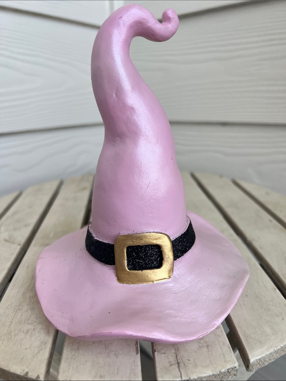 Pink Spooky Cute Halloween Witch Hat Tabletop Decor Figurine 6"
